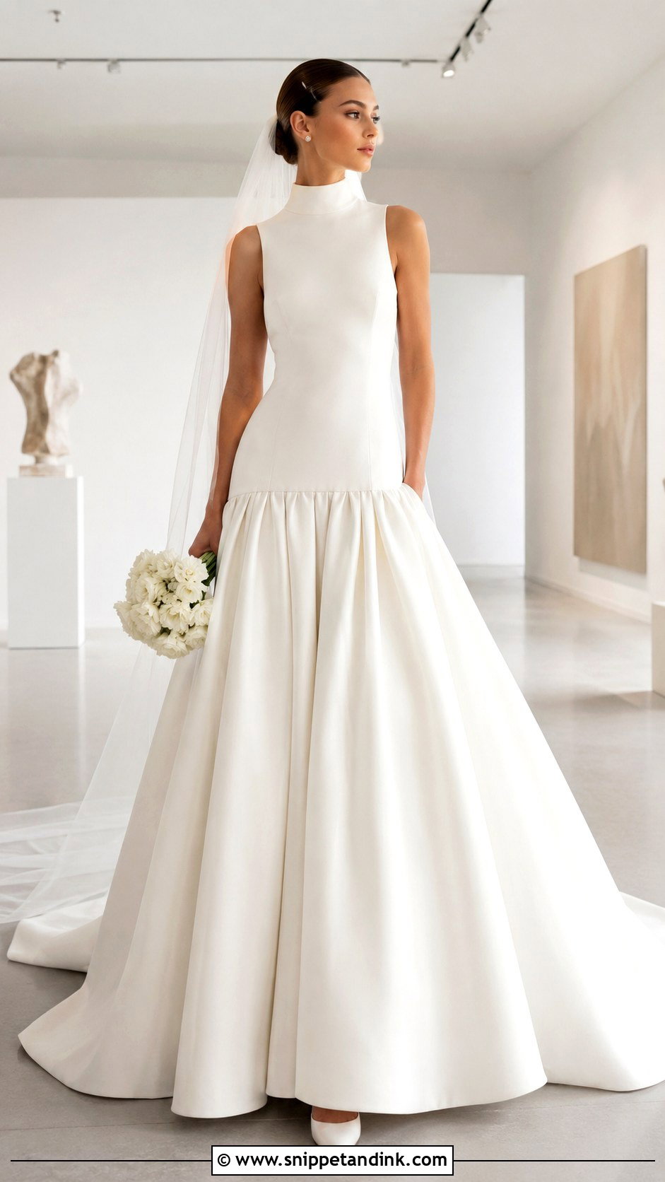 High Neck Drop Waist Princess Wedding Dress - Snippet and Ink - 20 Drop Waist Princess Wedding Dress Ideas
