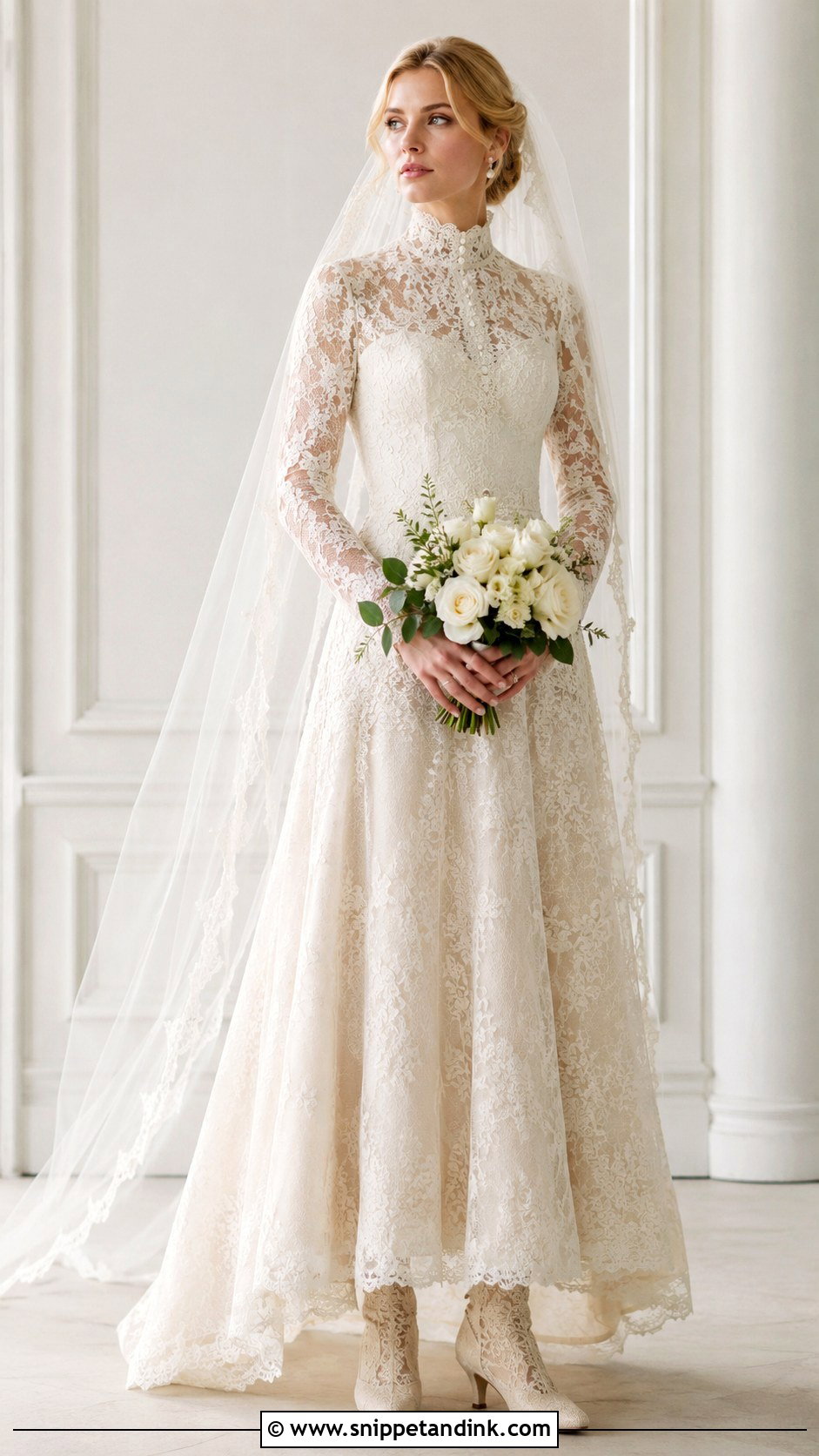High Neck Edwardian Lace Wedding Dress - Snippet and Ink - 25 Edwardian Wedding Dress Ideas