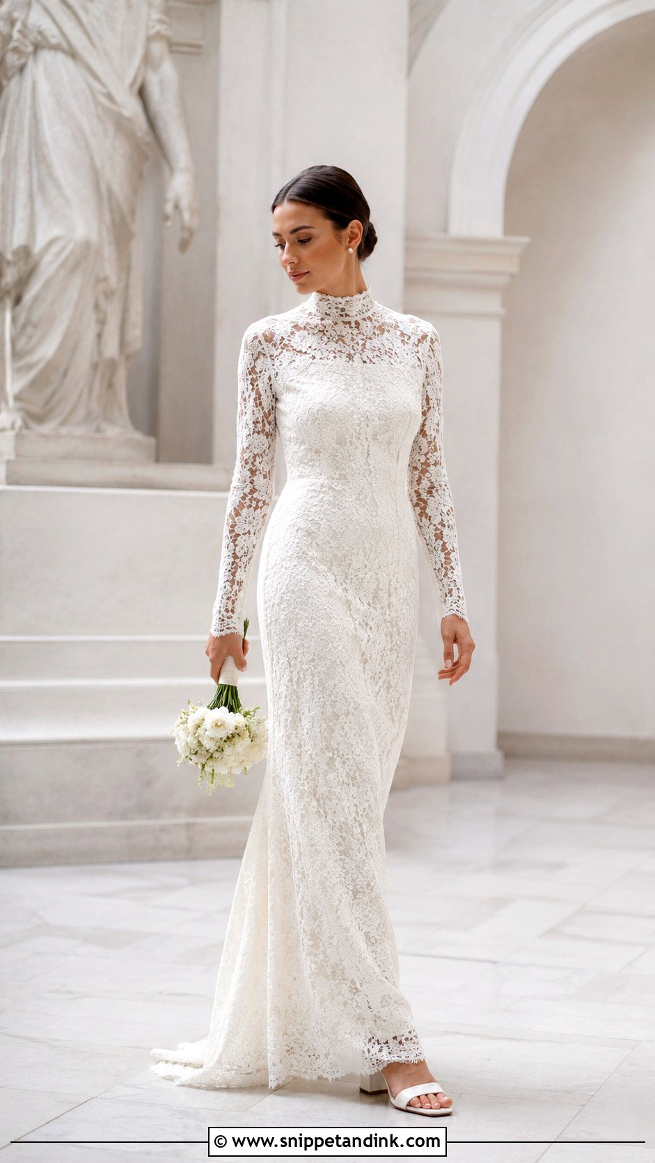 High Neck Elopement Wedding Dress - Snippet and Ink - 30 Elopement Wedding Dresses