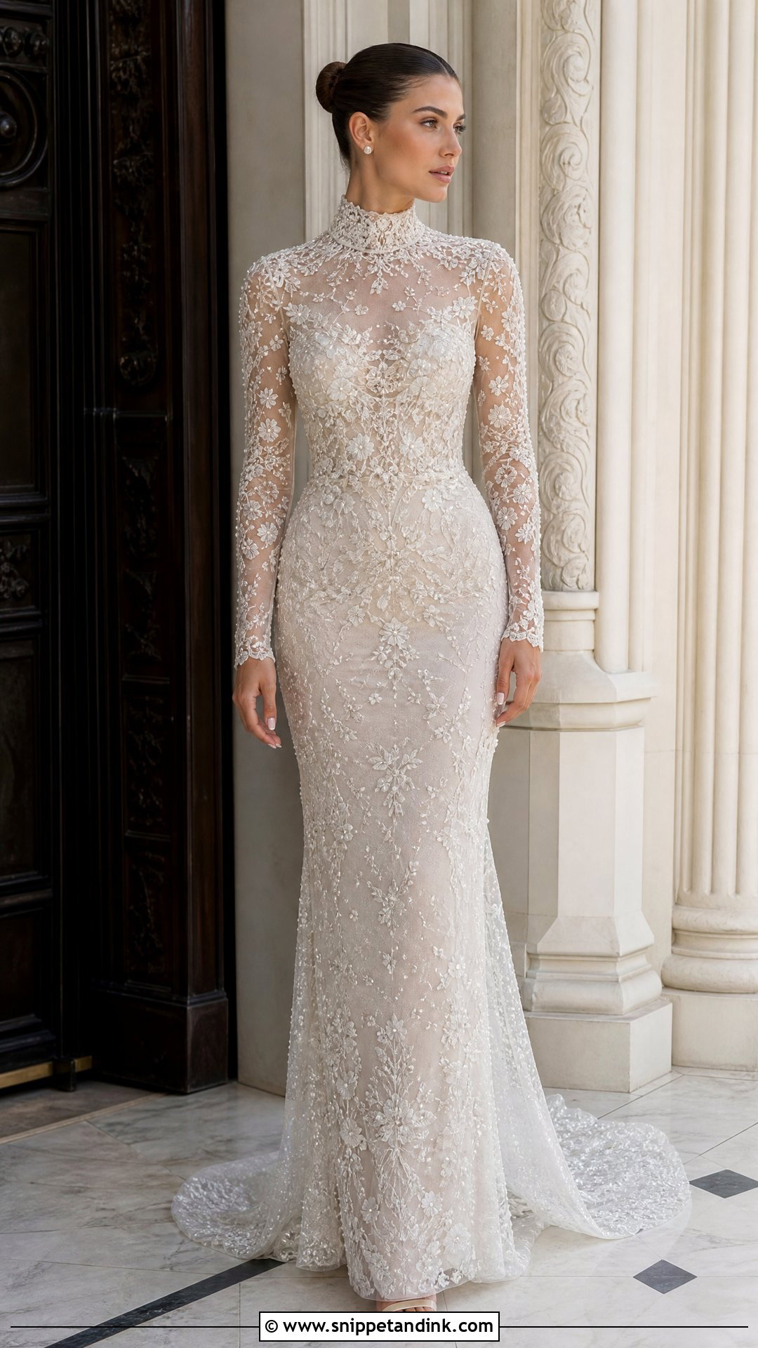 High Neck Embellished Wedding Dress - Snippet and Ink - 25 Embellished Wedding Dress Ideas