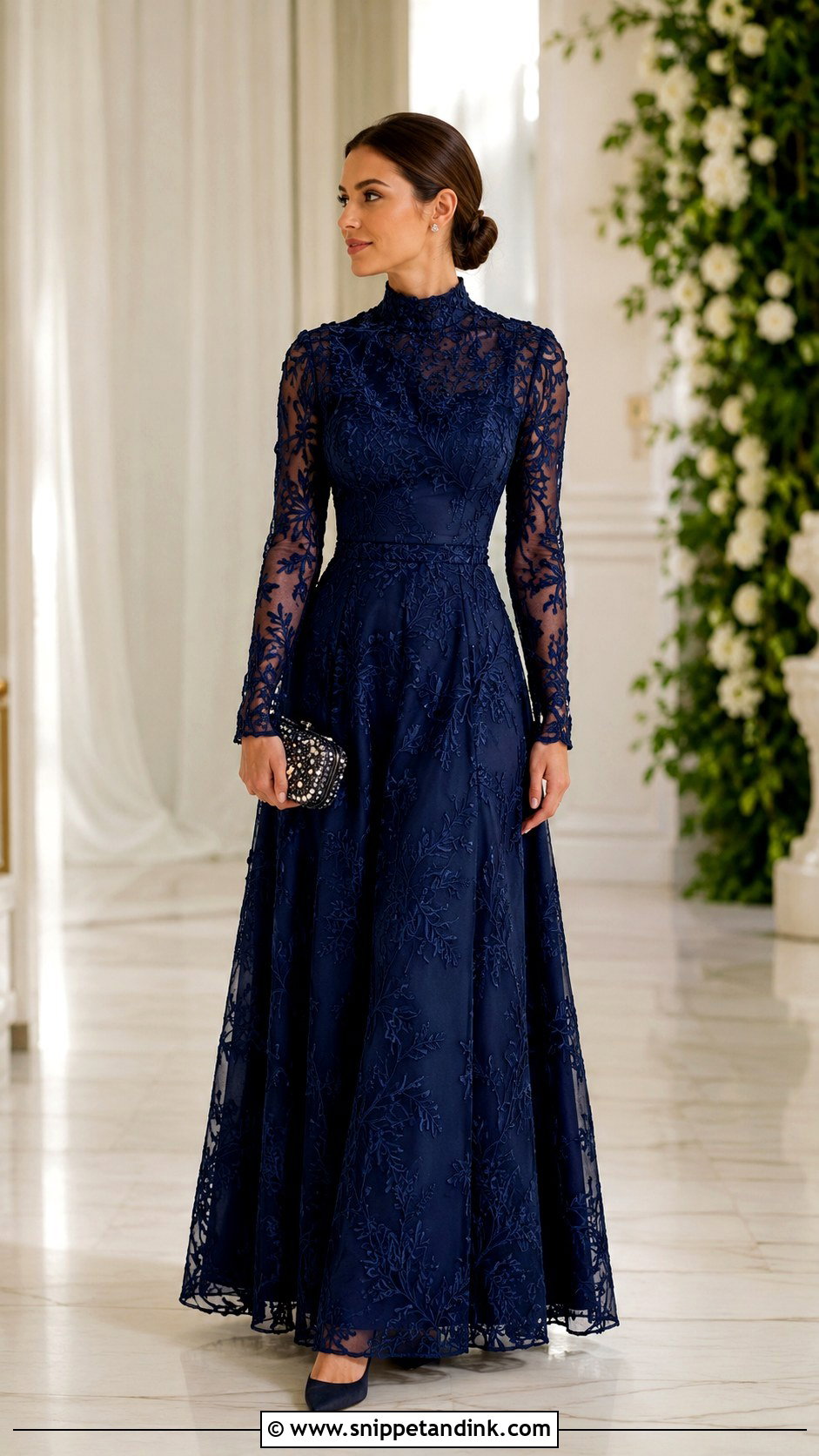 High Neck Embroidered Gown - Snippet and Ink - 20 New Gown Design Ideas