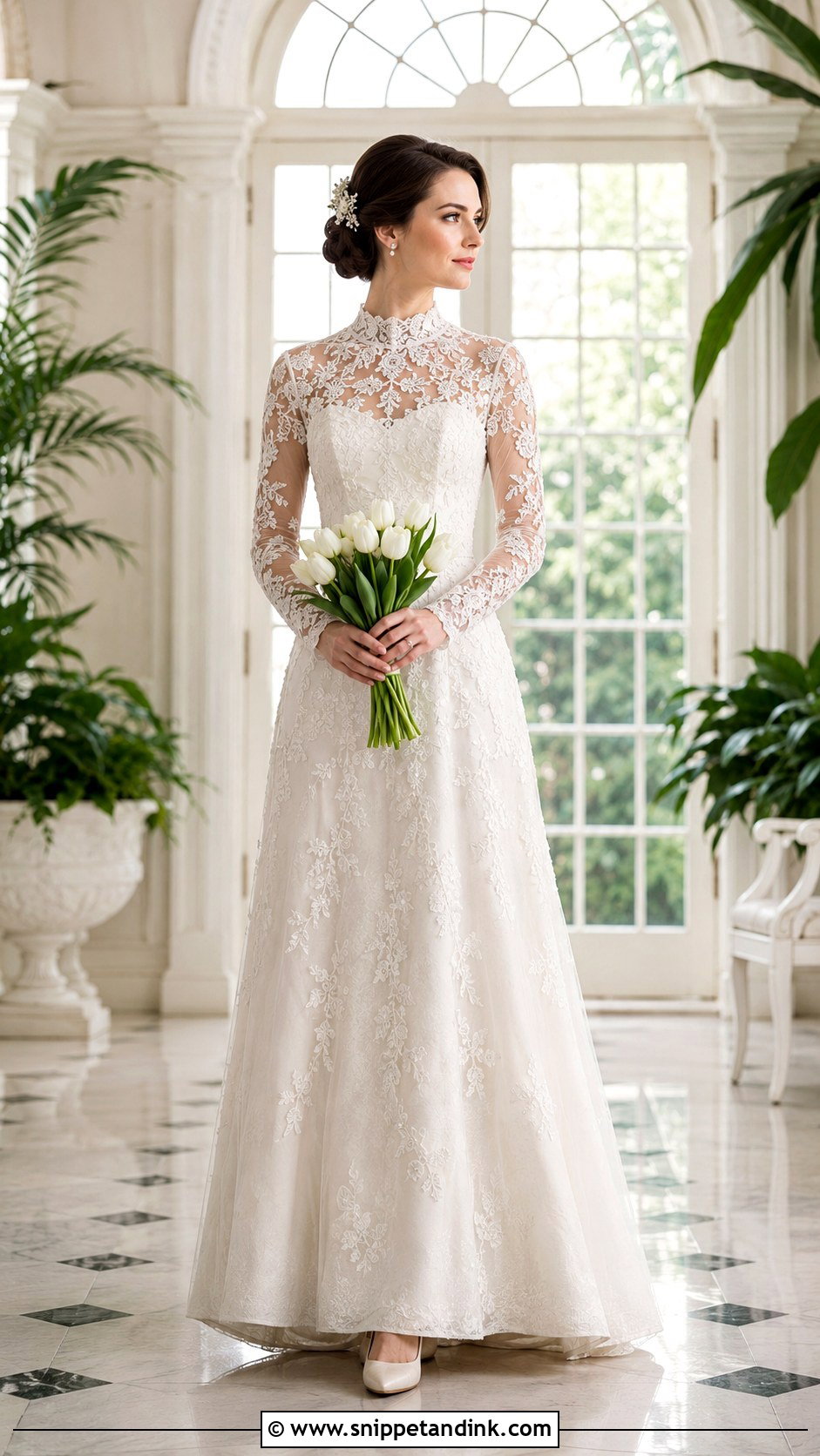 High Neck Embroidered Wedding Dress - Snippet and Ink - 20 Extra Wedding Dresses