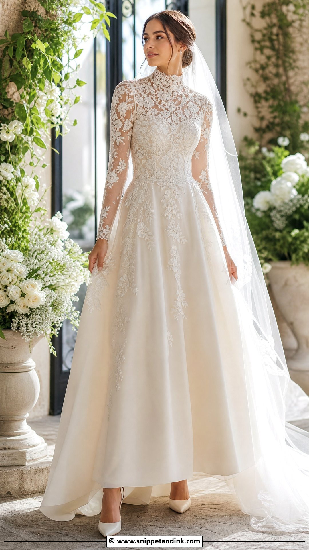 High Neck Embroidered Wedding Dress - Snippet and Ink - 35 High Neck Wedding Dress Ideas