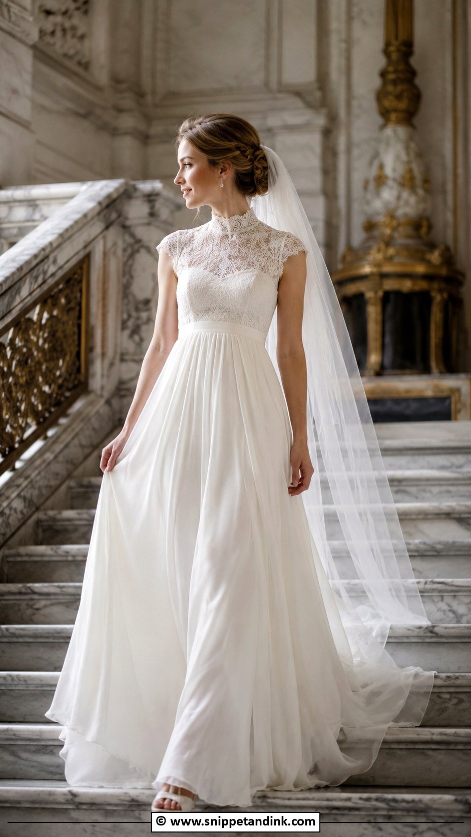High Neck Empire Waist Wedding Dress - Snippet and Ink - 30 Empire Waist Wedding Dress Ideas