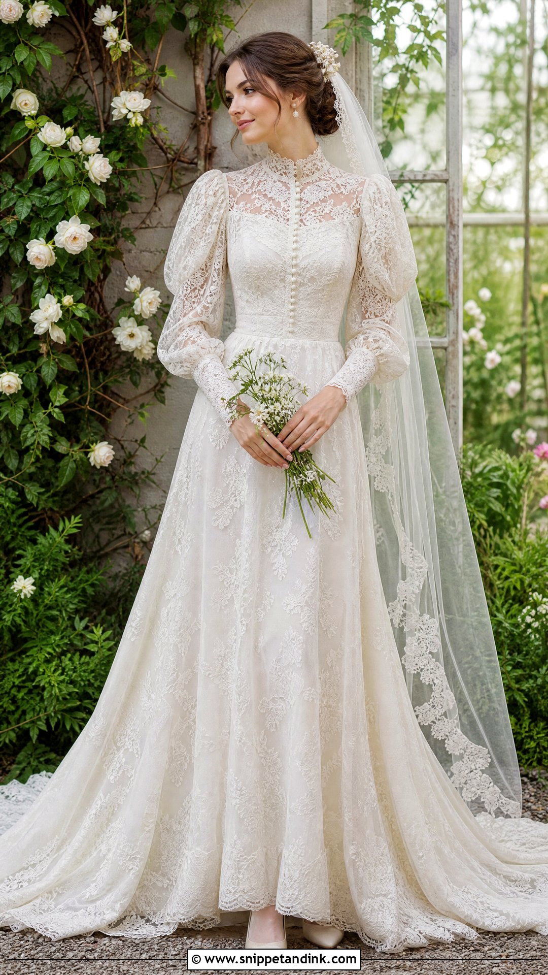 High Neck Fairy Garden Wedding Dress - Snippet and Ink - 20 Fairy Garden Wedding Dress Ideas