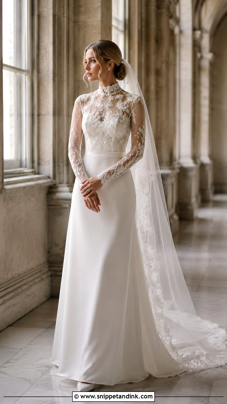 High Neck Fall Wedding Gown - Snippet and Ink - 20 Fall Wedding Gowns