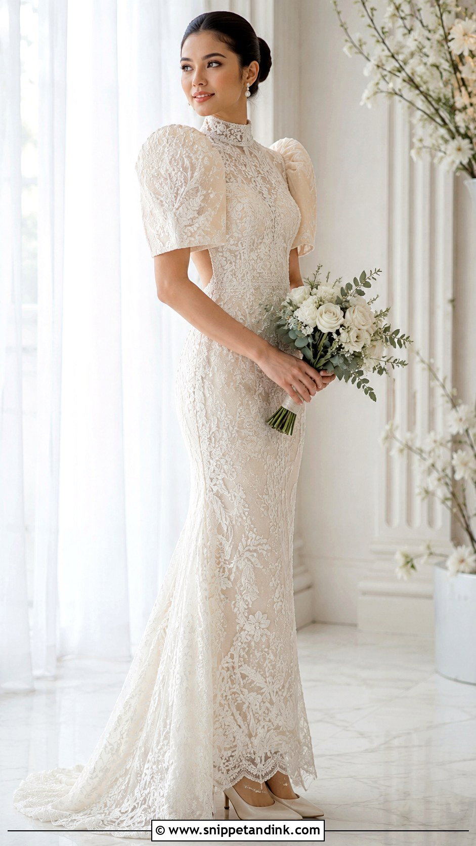 High Neck Filipiniana Wedding Gown - Snippet and Ink - 25 Filipiniana Wedding Gown Ideas