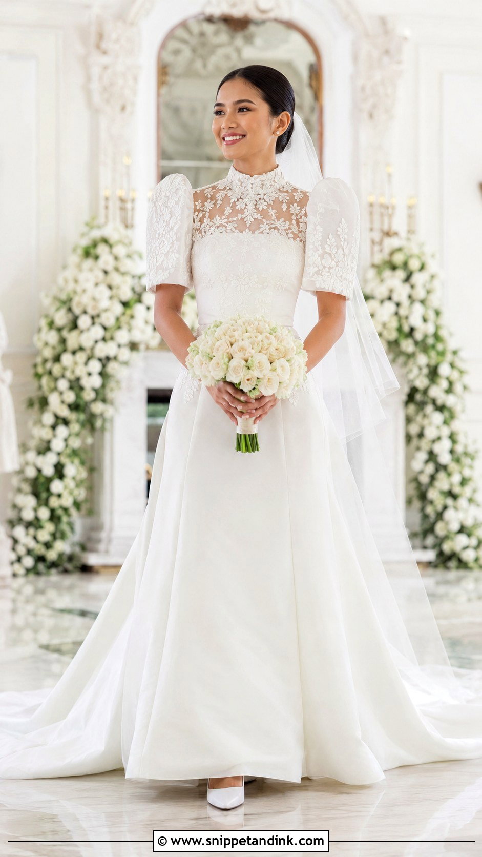 High Neck Filipiniana Wedding Gown - Snippet and Ink - 20 Modern Filipiniana Wedding Gown Ideas