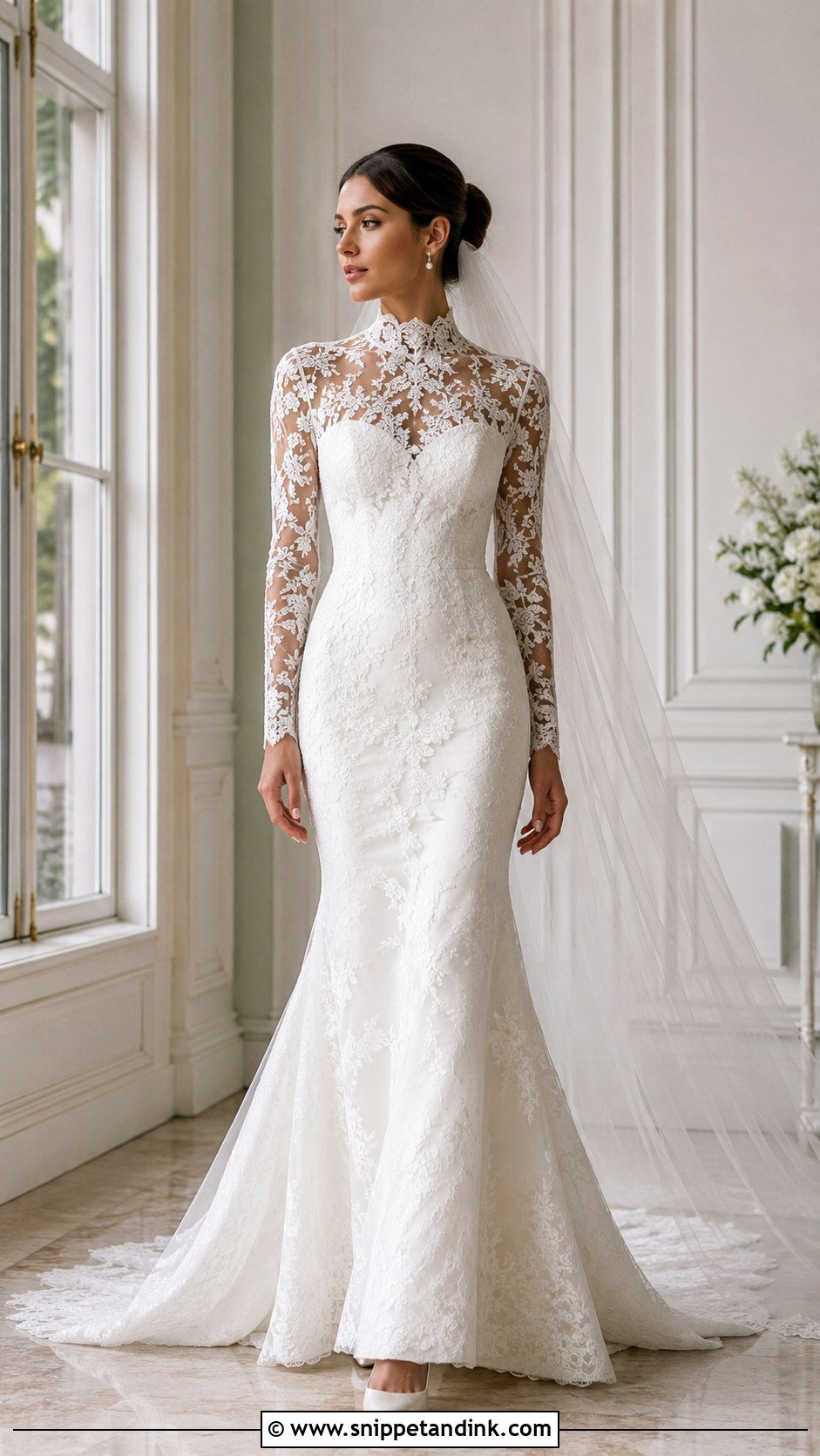 High Neck Fishtail Wedding Dress - Snippet and Ink - 20 Fishtail Wedding Dresses