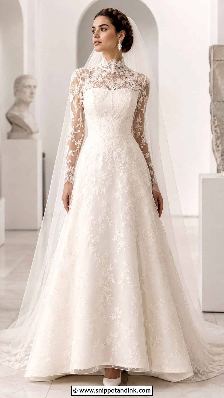 High Neck Fit And Flare Wedding Dress - Snippet and Ink - 20 Fit Wedding Dress Ideas