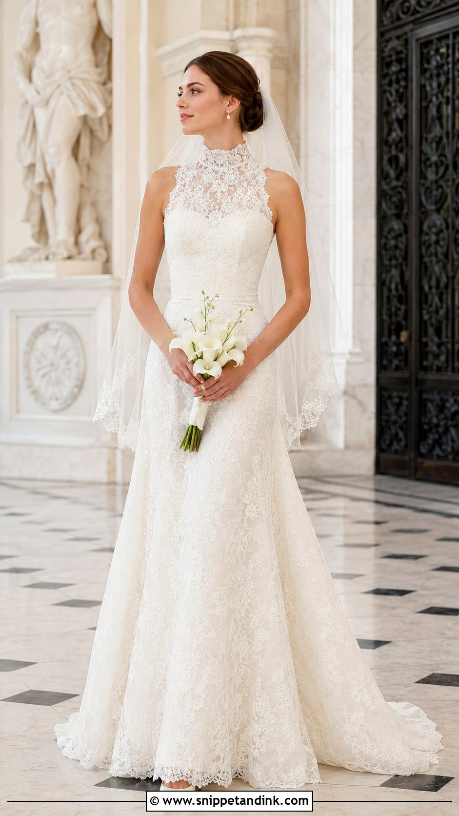 High Neck Fit and Flare Wedding Dress - Snippet and Ink - 20 Fit and Flare Wedding Dresses