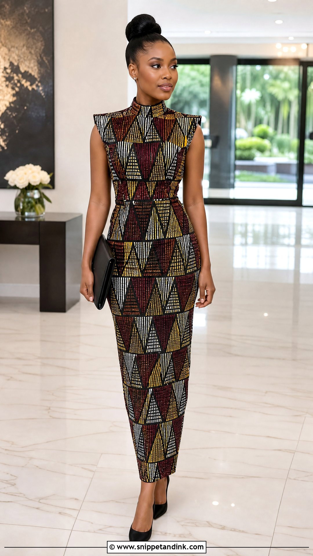 High Neck Fitted Ankara Gown - Snippet and Ink - 25 Fitted Ankara Gowns