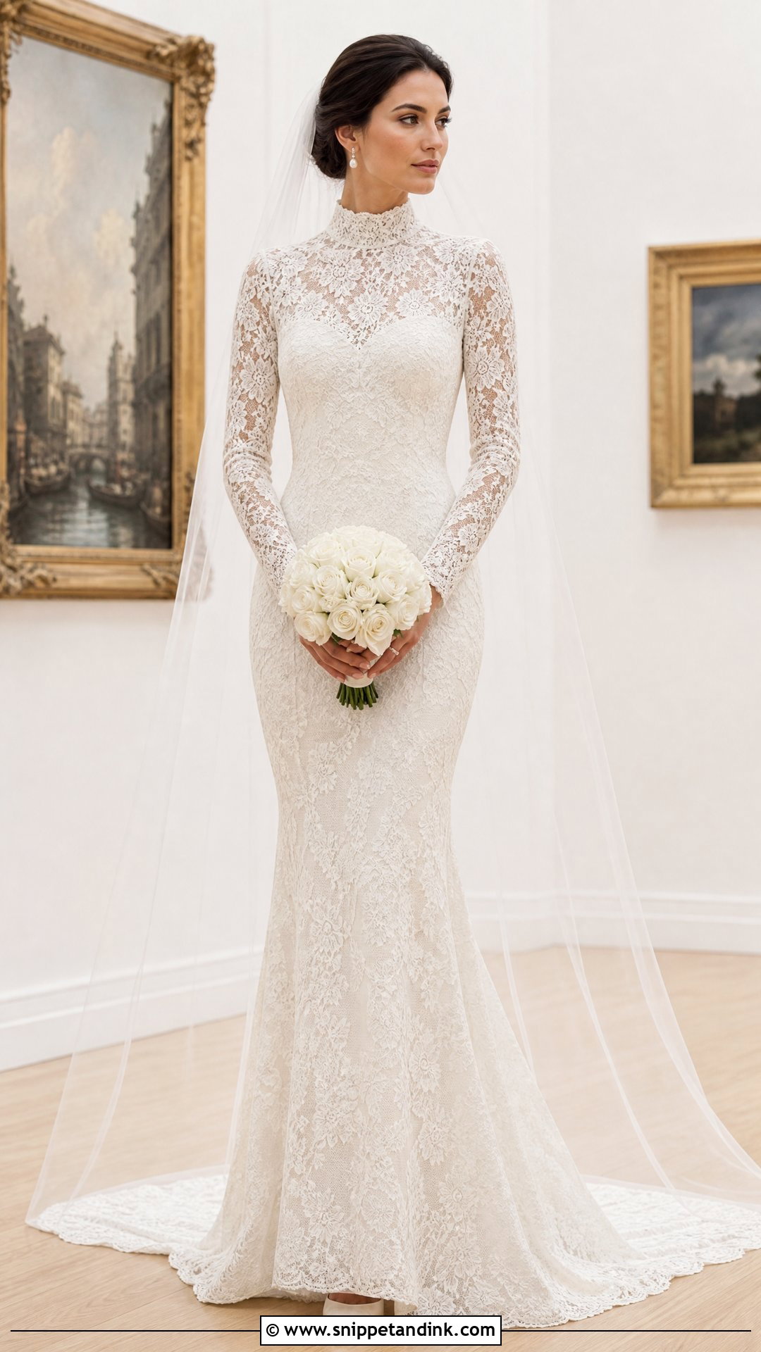 High Neck Fitted Lace Wedding Dress - Snippet and Ink - 25 Fitted Lace Wedding Dress with Sleeves