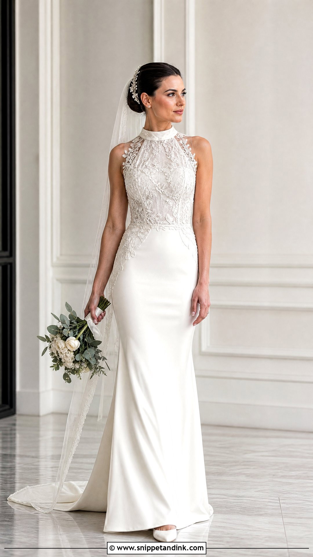 High Neck Fitted Wedding Dress - Snippet and Ink - 20 Tight Fitted Wedding Dresses