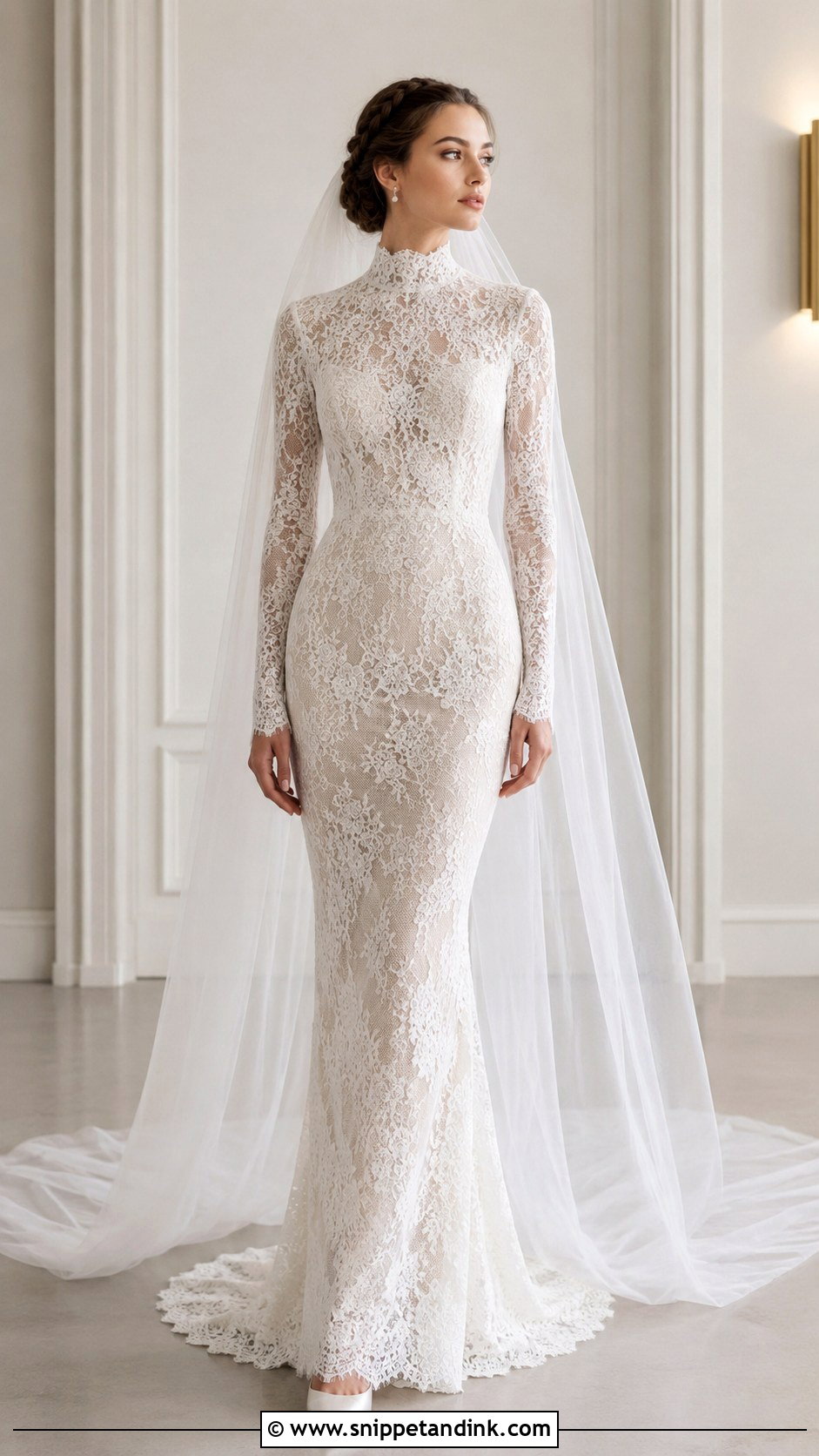 High Neck Fitted Wedding Dress With Sleeves - Snippet and Ink - 20 Fitted Wedding Dress with Sleeves
