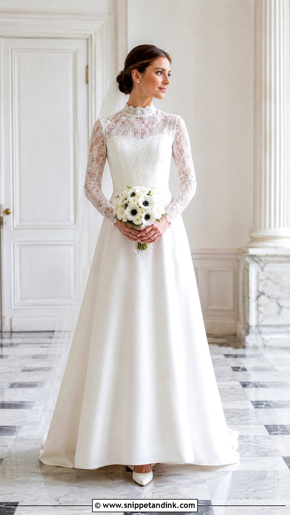High Neck Floor Length Wedding Dress - Snippet and Ink - 20 Floor Length Wedding Dress Ideas