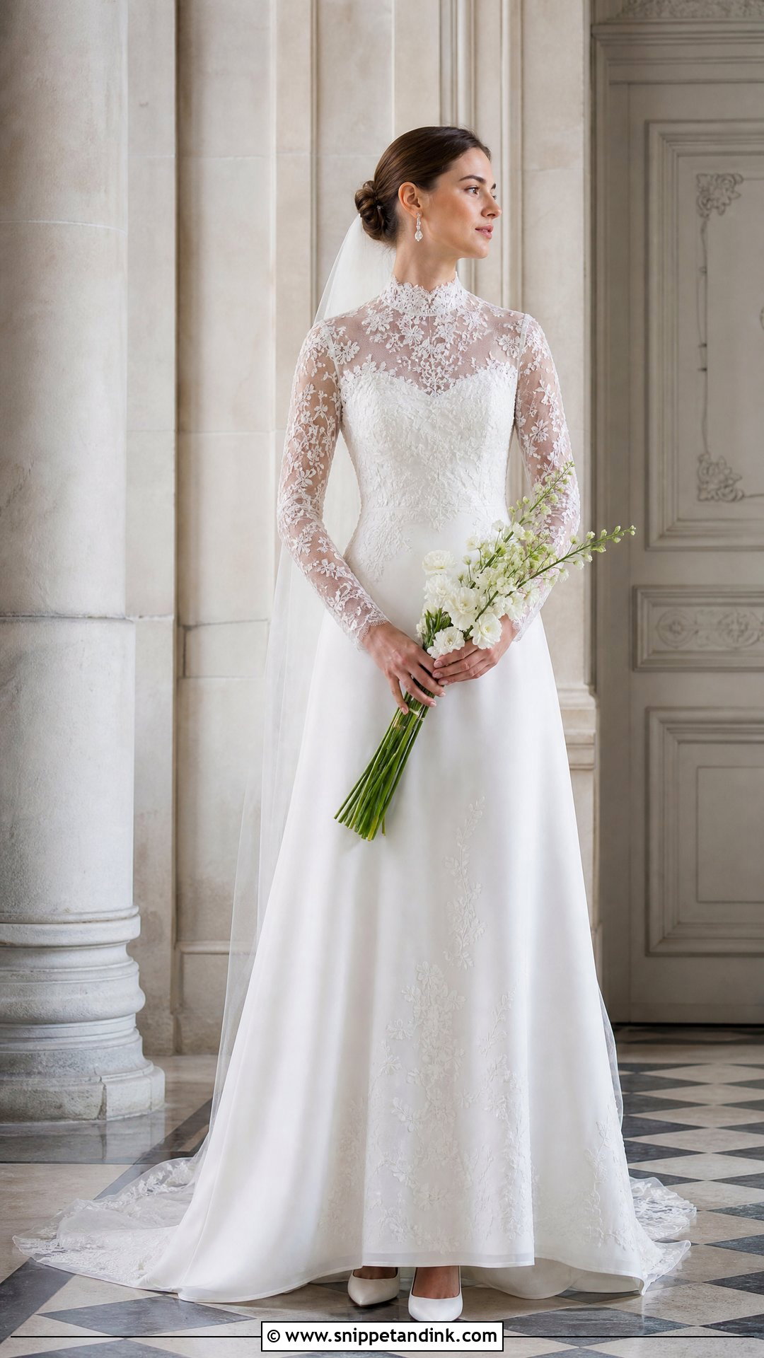 High Neck Floral Wedding Dress - Snippet and Ink - 20 Wedding Dresses with Flowers Detail