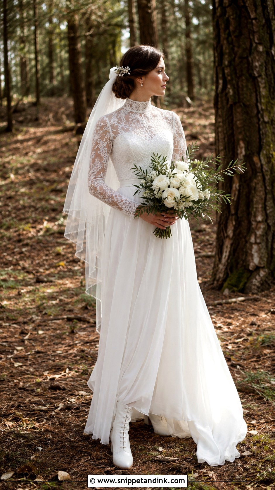 High Neck Forest Wedding Dress - Snippet and Ink - 20 Forest Wedding Aesthetic Wedding Dress Ideas