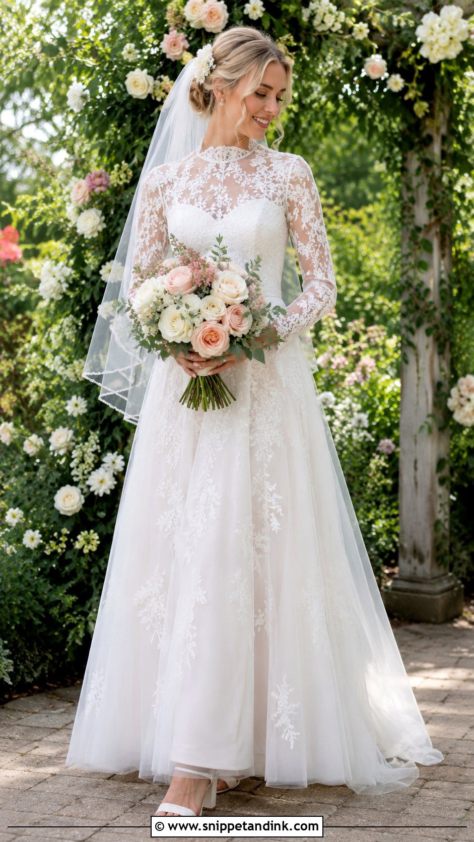 High Neck Garden Wedding Dress With Sleeves - Snippet and Ink - 25 High Neck Wedding Dress with Sleeves