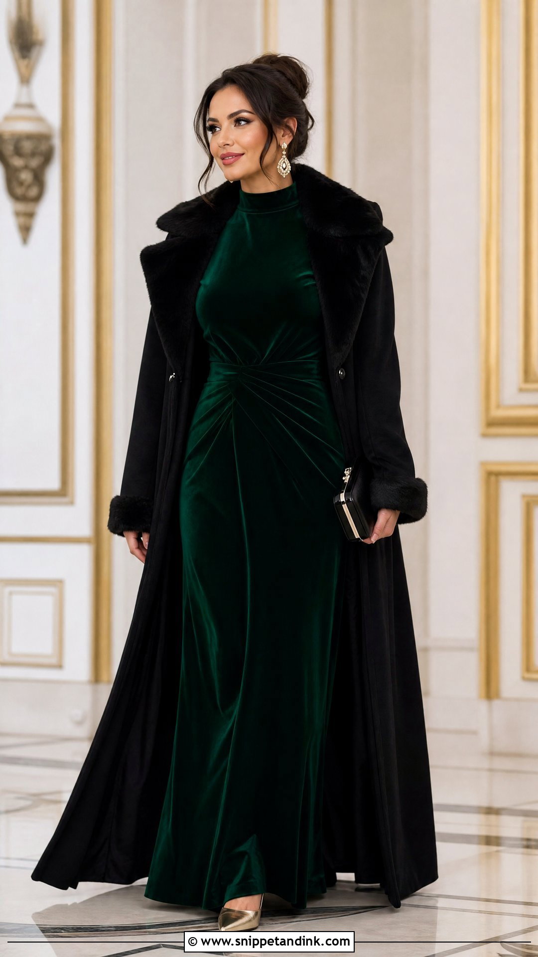 High Neck Gown Winter Wedding Outfit - Snippet and Ink - 20 What to Wear to a Wedding in Winter Ideas