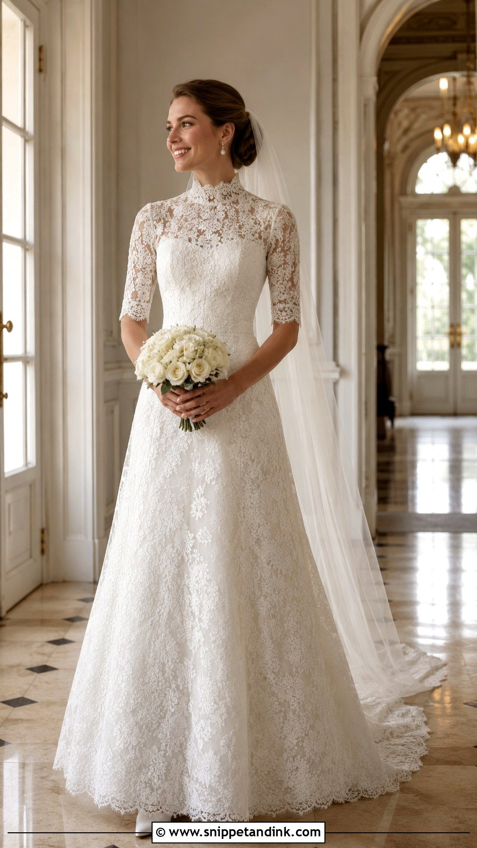 High Neck Half Sleeve Wedding Dress - Snippet and Ink - 20 Half Sleeve Wedding Dress Ideas
