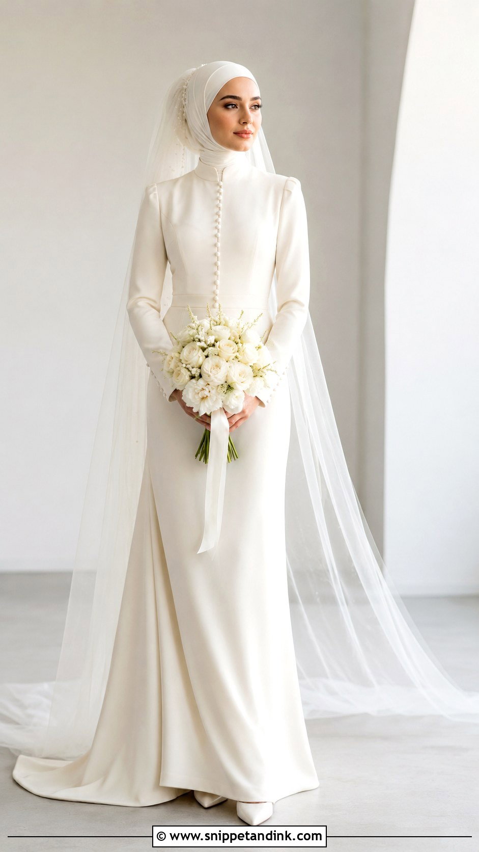 High Neck Hijab Wedding Dress - Snippet and Ink - 25 Elegant Hijab Wedding Dress Ideas