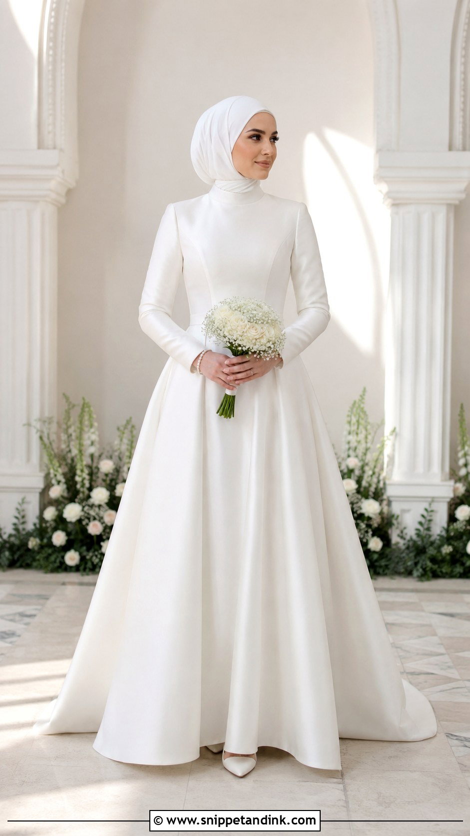 High Neck Hijab Wedding Dress - Snippet and Ink - 25 Simple Hijab Wedding Dresses