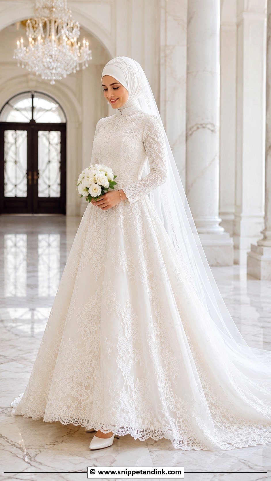High Neck Hijabi Wedding Dress - Snippet and Ink - 30 Hijabi Wedding Dress Ideas