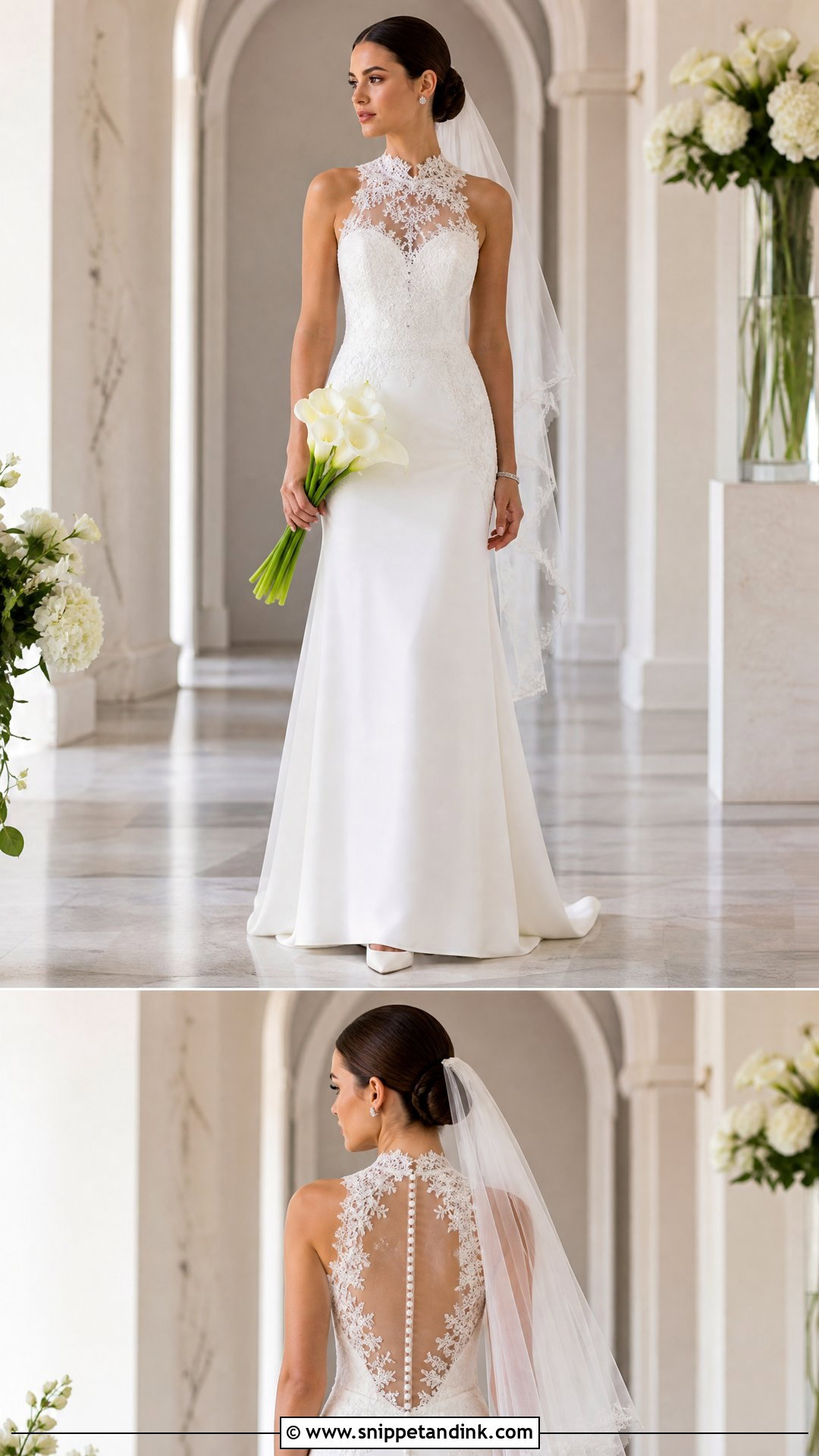 High Neck Illusion Back Wedding Dress - Snippet and Ink - 20 Illusion Back Wedding Dress Ideas