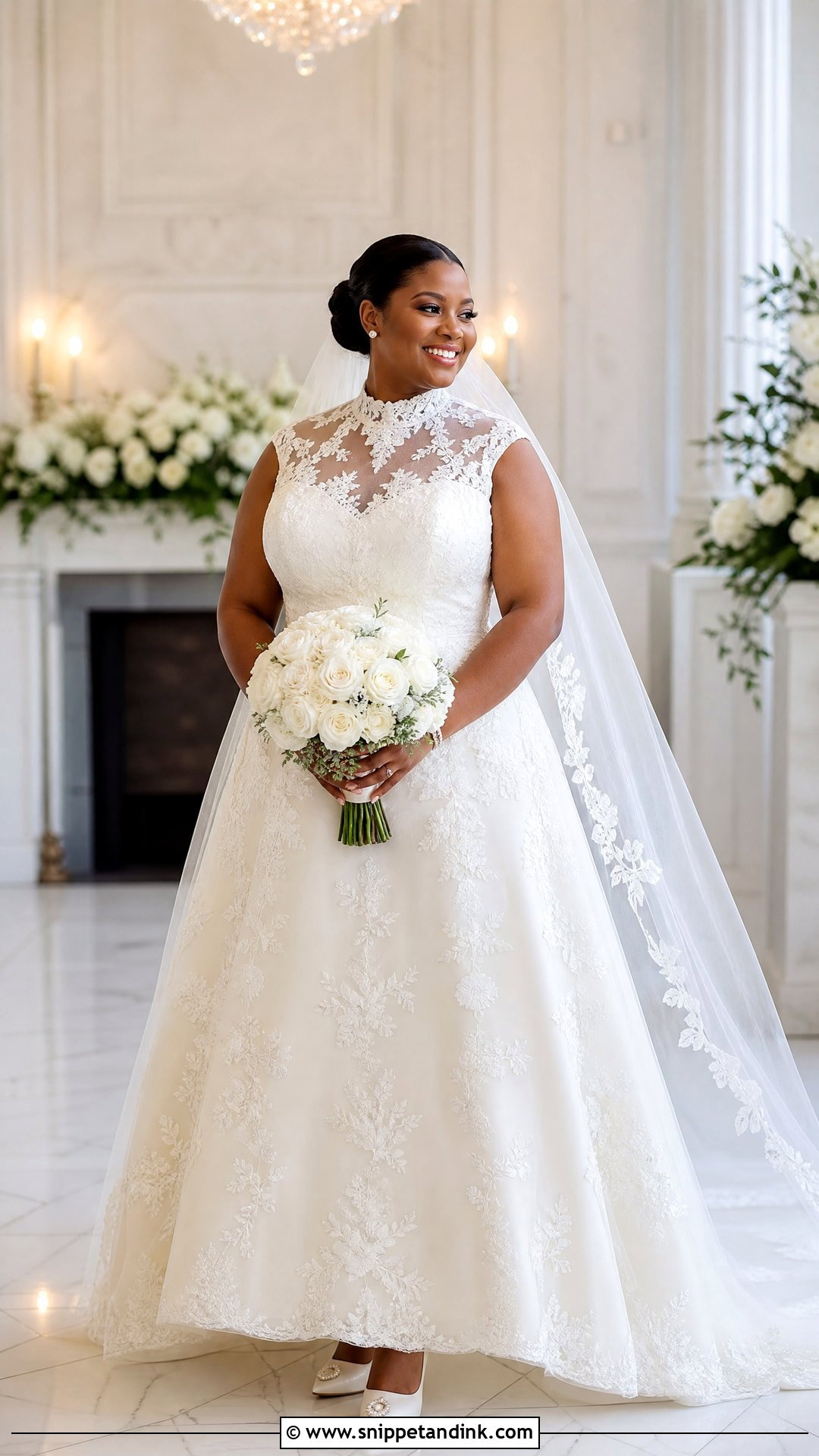 High Neck Illusion Plus Size Wedding Dress - Snippet and Ink - 20 Plus Sized Wedding Dress Ideas