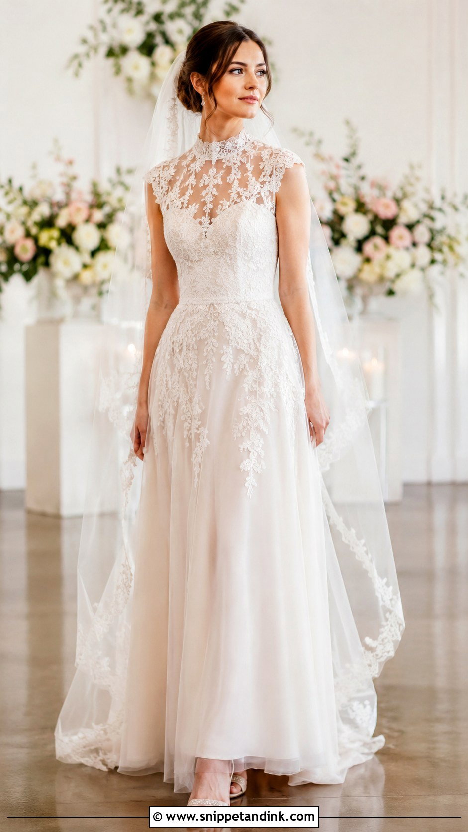 High Neck Illusion Wedding Dress - Snippet and Ink - 25 High Neckline Wedding Dress Ideas