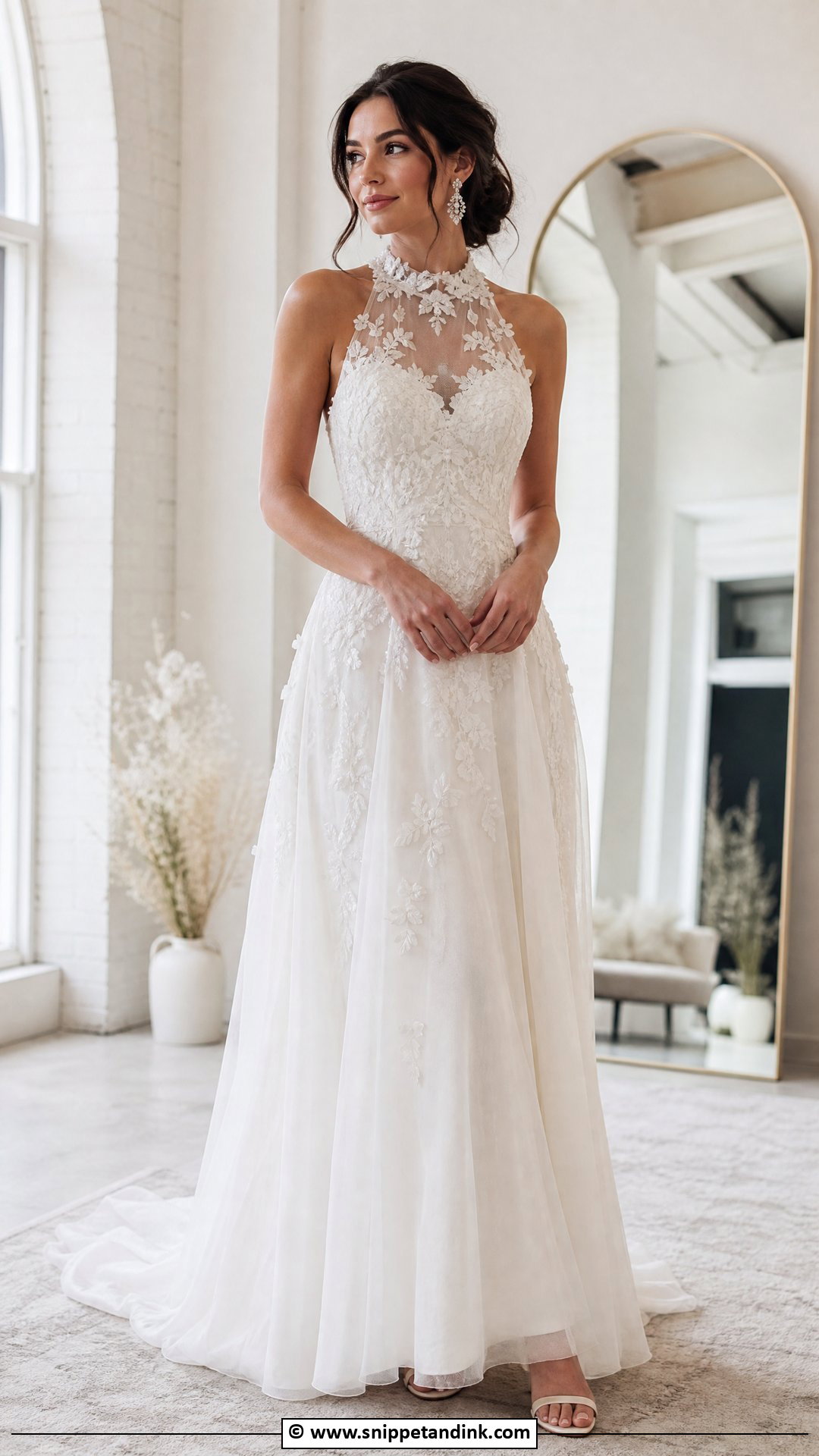 High Neck Illusion Wedding Dress - Snippet and Ink - 35 High Neck Wedding Dress Ideas
