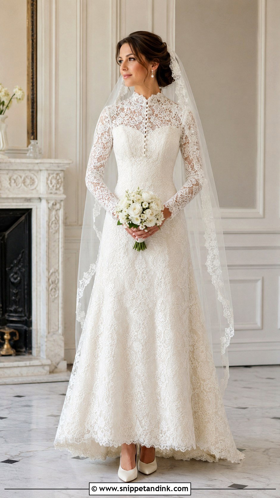 High Neck Irish Lace Wedding Dress - Snippet and Ink - 20 Irish Lace Wedding Dress Ideas