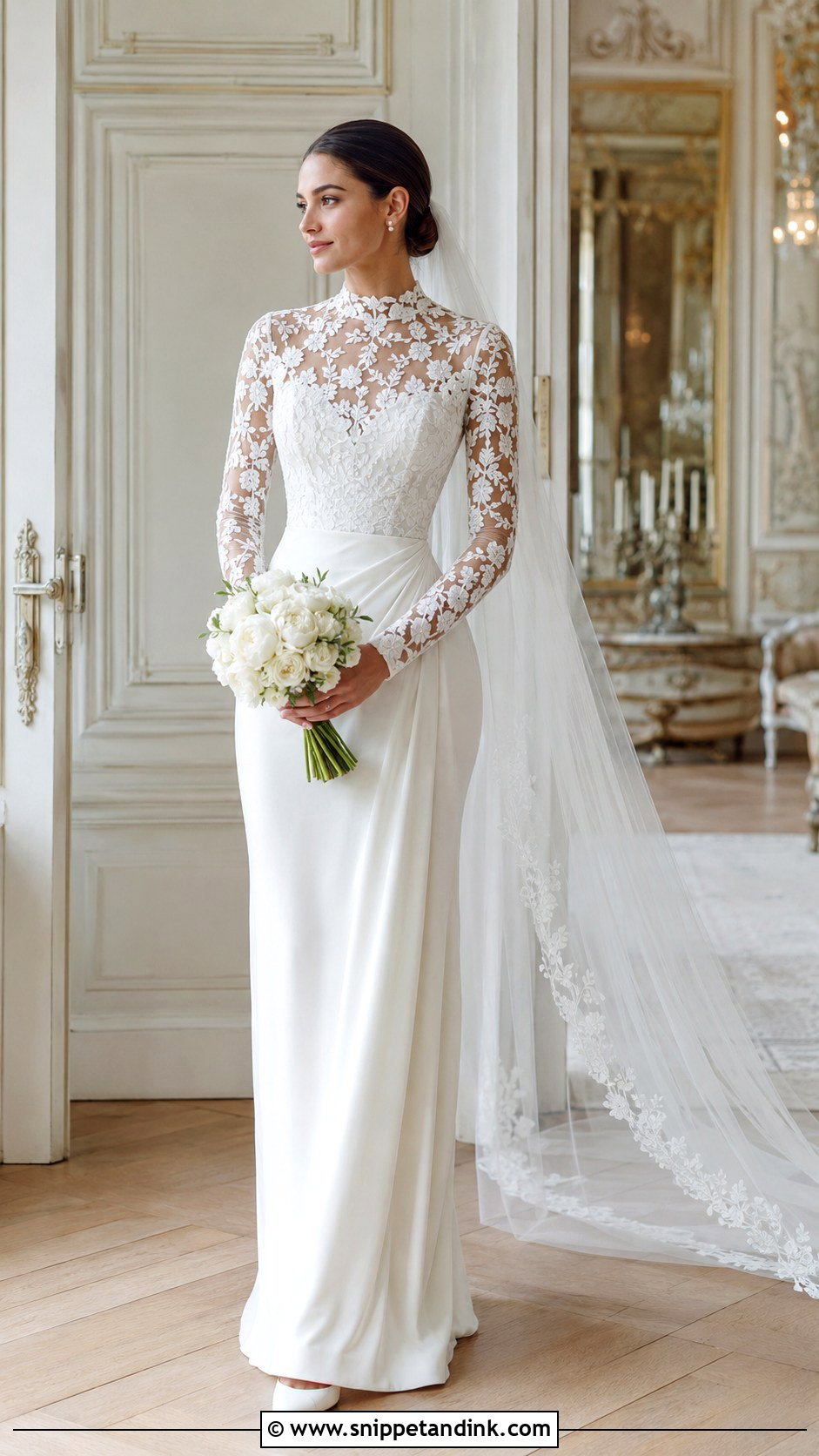 High Neck Ivy Wedding Dress - Snippet and Ink - 20 Ivy Wedding Dress Ideas