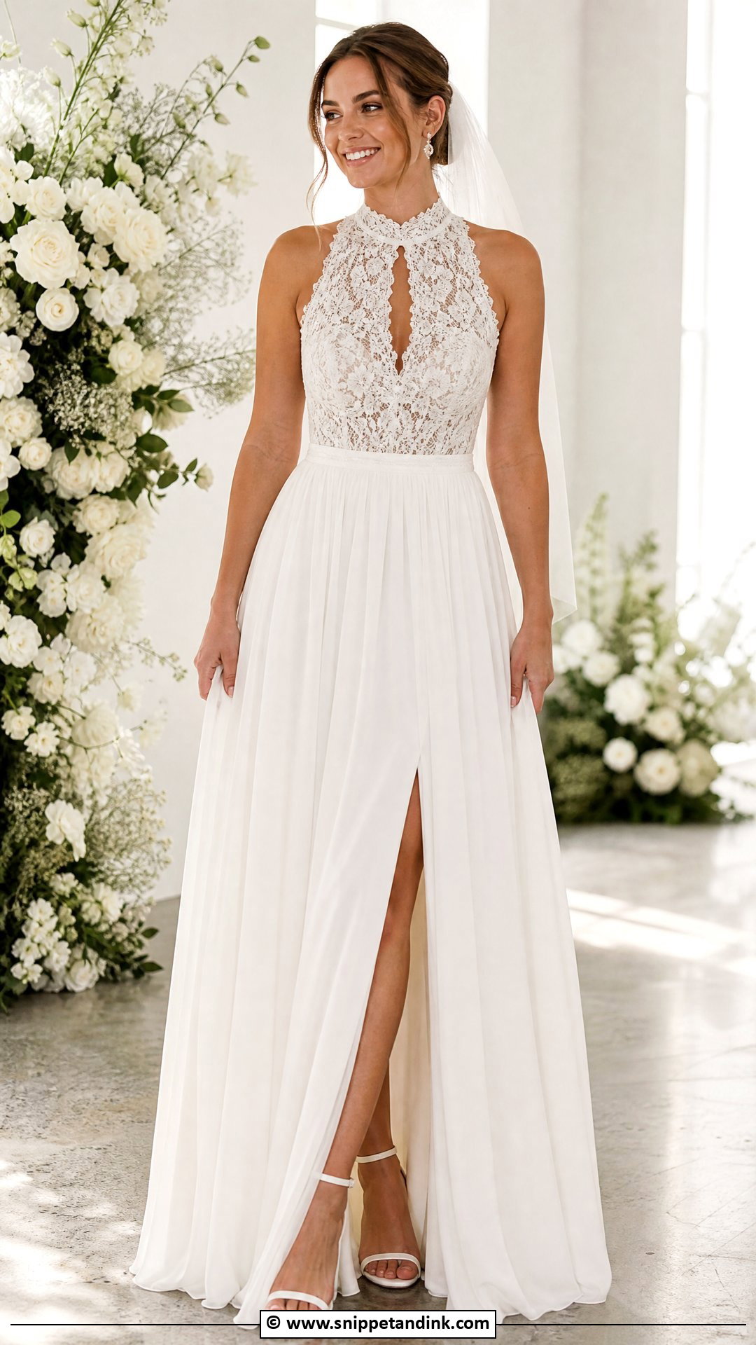 High Neck Keyhole Wedding Dress - Snippet and Ink - 35 High Neck Wedding Dress Ideas