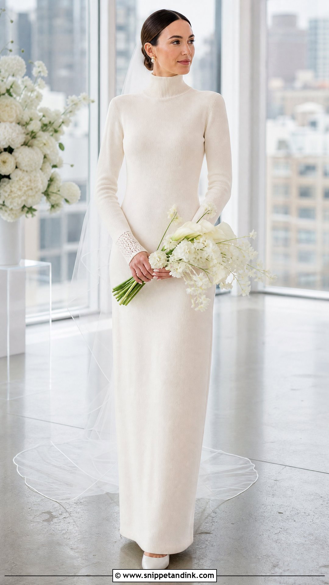 High Neck Knitted Wedding Dress - Snippet and Ink - 25 Knitted Wedding Dress Ideas