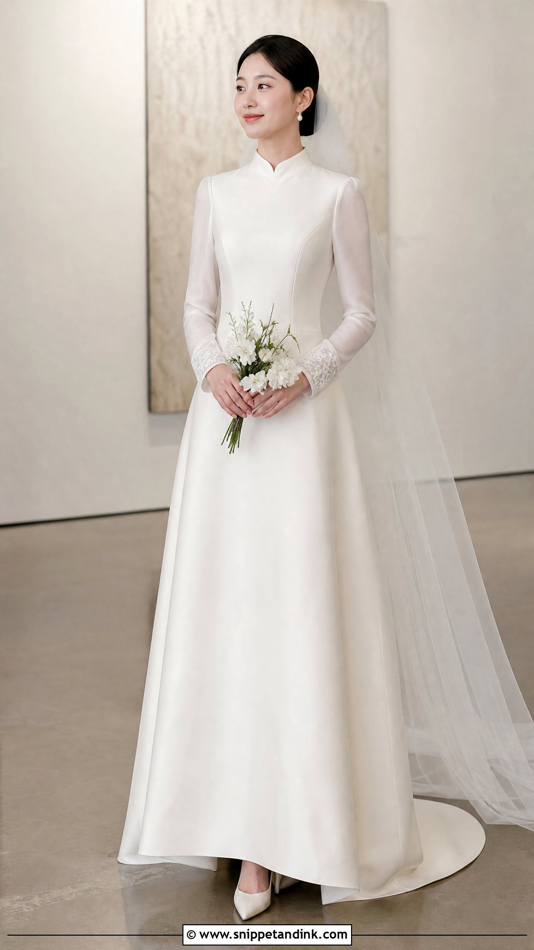 High Neck Korean Wedding Dress - Snippet and Ink - 25 Elegant Korean Wedding Dress Ideas