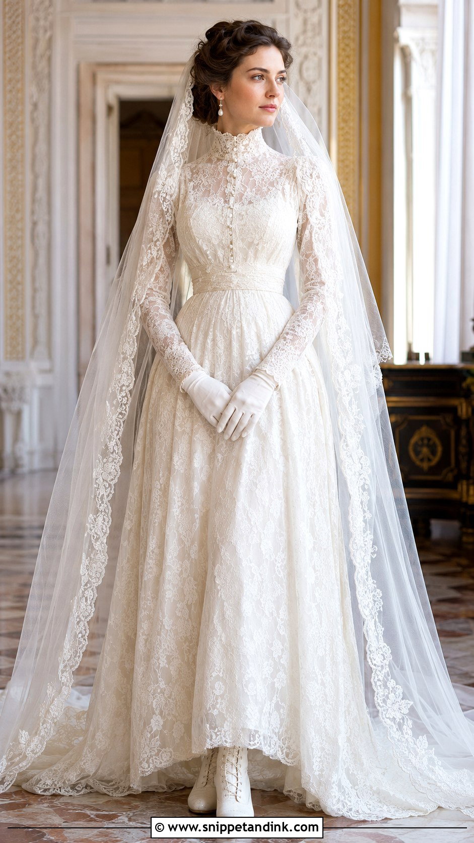 High Neck Lace 1910s Wedding Dress - Snippet and Ink - 20 1910s Wedding Dress Ideas
