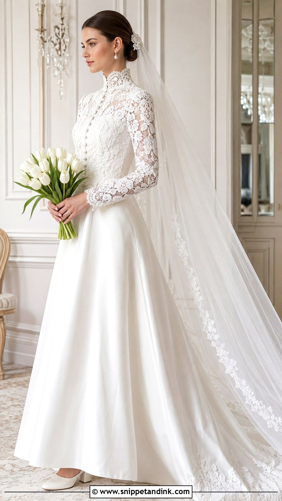 High Neck Lace 1982 Wedding Dress - Snippet and Ink - 20 1982 Wedding Dresses