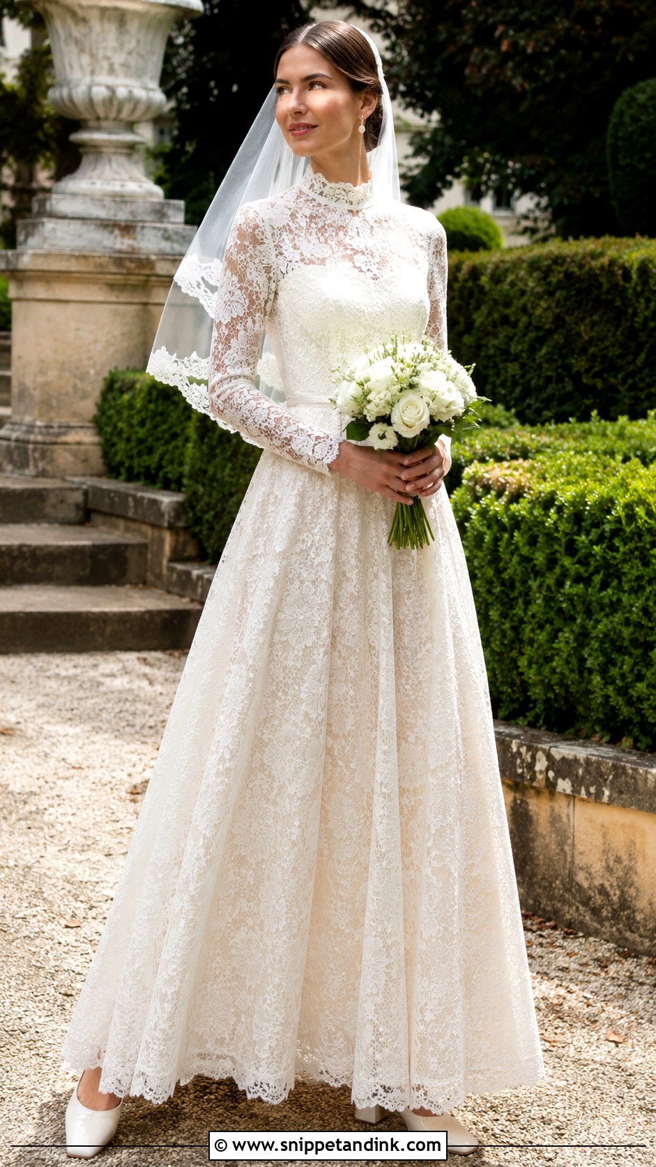 High Neck Lace 70s Wedding Dress - Snippet and Ink - 20 70s Wedding Dresses