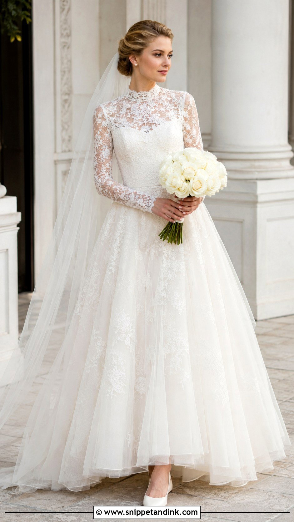 High Neck Lace A Line Wedding Dress - Snippet and Ink - 20 Align Wedding Dress Ideas