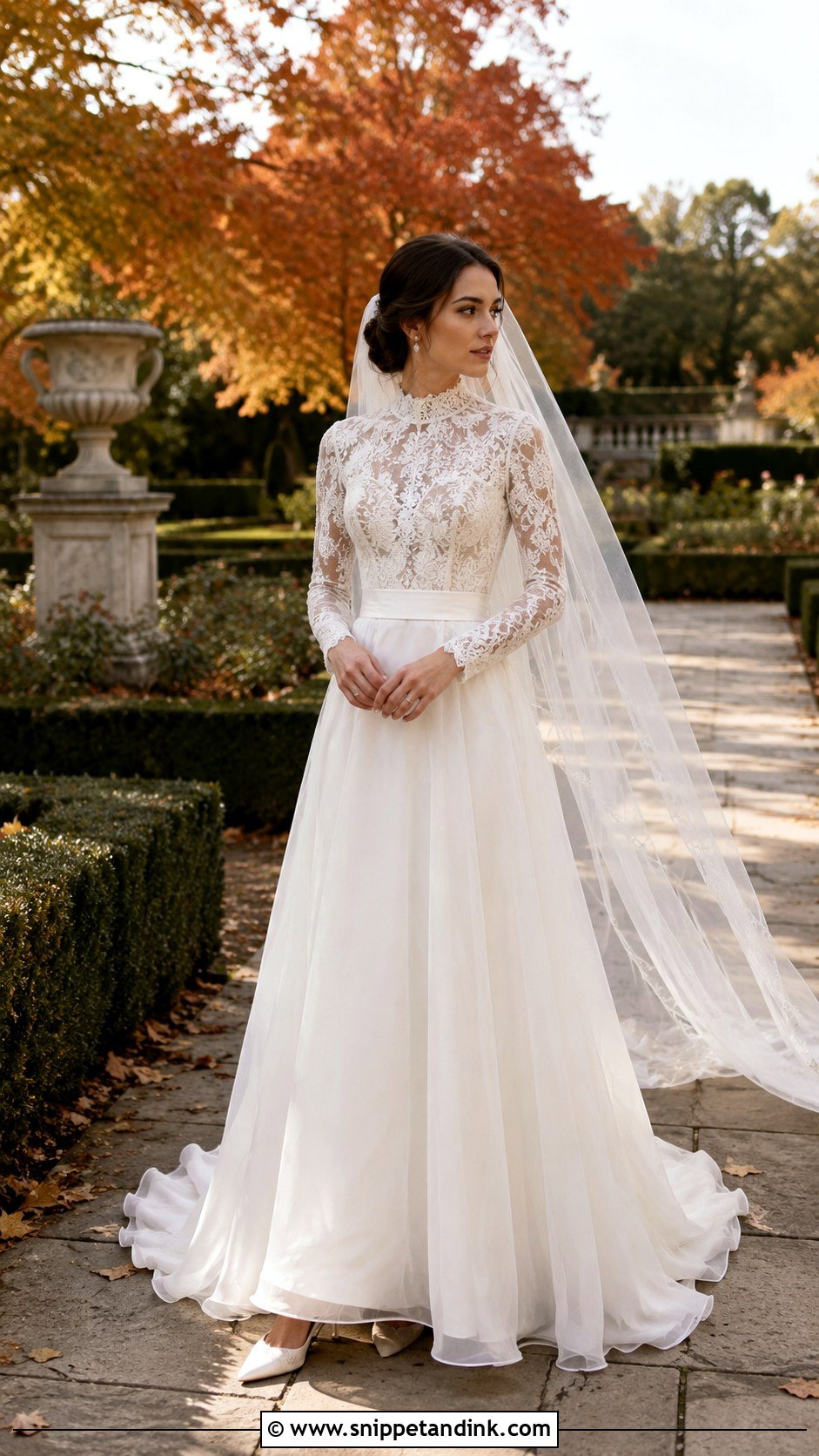 High Neck Lace Autumn Wedding Dress - Snippet and Ink - 20 Autumn Wedding Dress the Bride Ideas