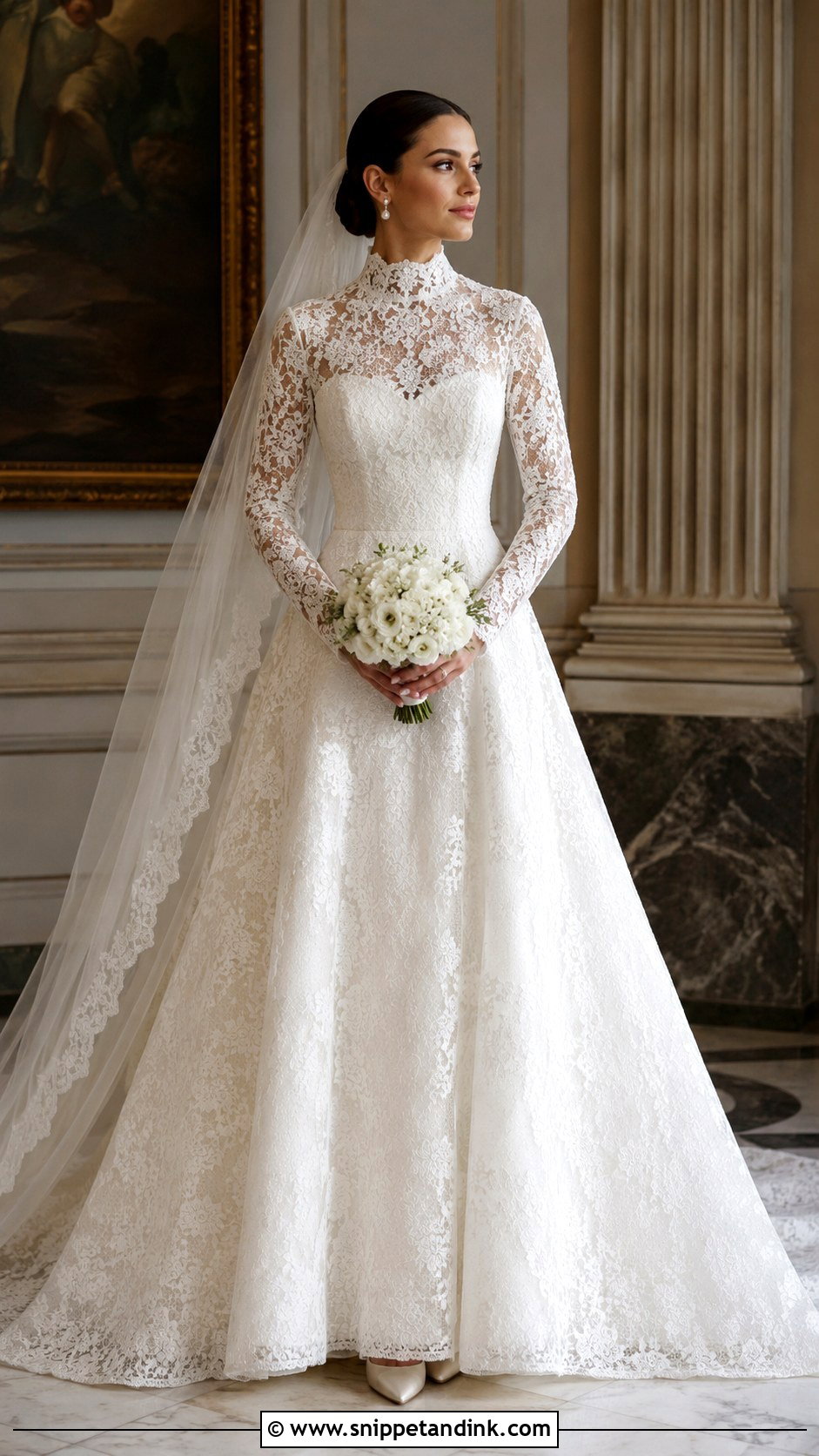 High Neck Lace Ball Gown Wedding Dress - Snippet and Ink - 20 Lace Ball Gown Wedding Dress Ideas