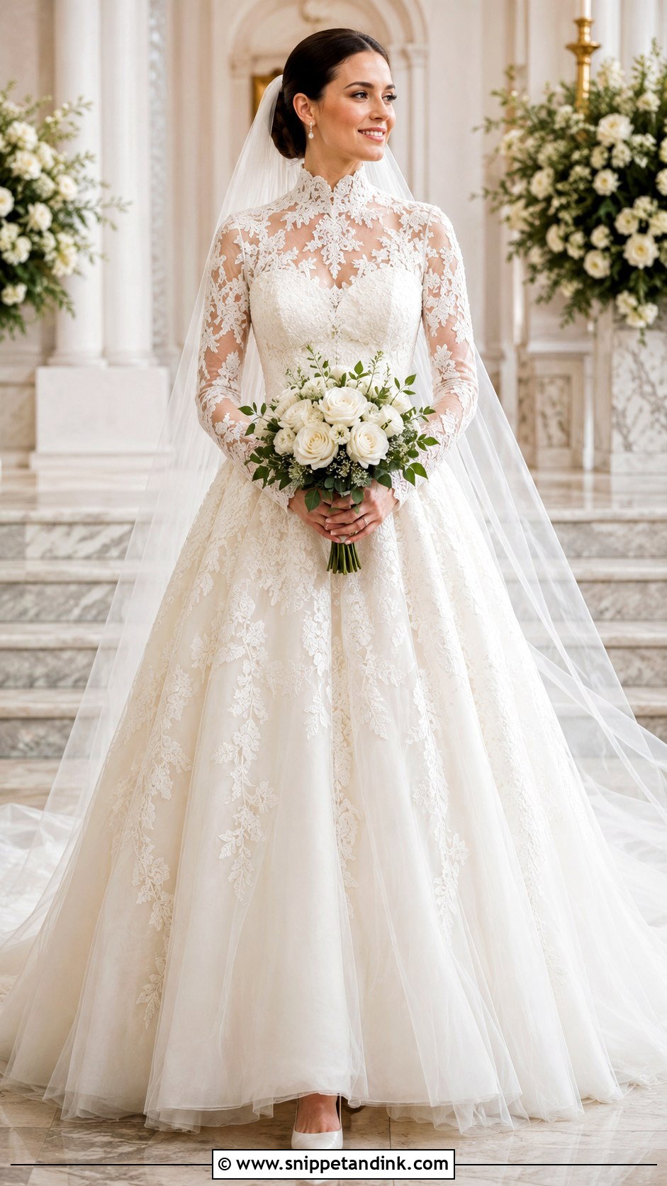 High Neck Lace Ball Gown Wedding Dress - Snippet and Ink - 20 Elegant Ball Gown Wedding Dress Ideas