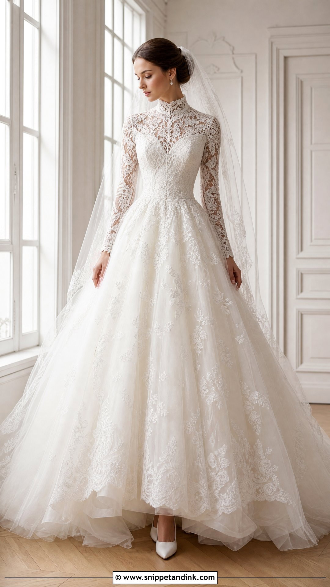 High Neck Lace Ball Gown Wedding Dress - Snippet and Ink - 20 Huge Wedding Dress Ideas
