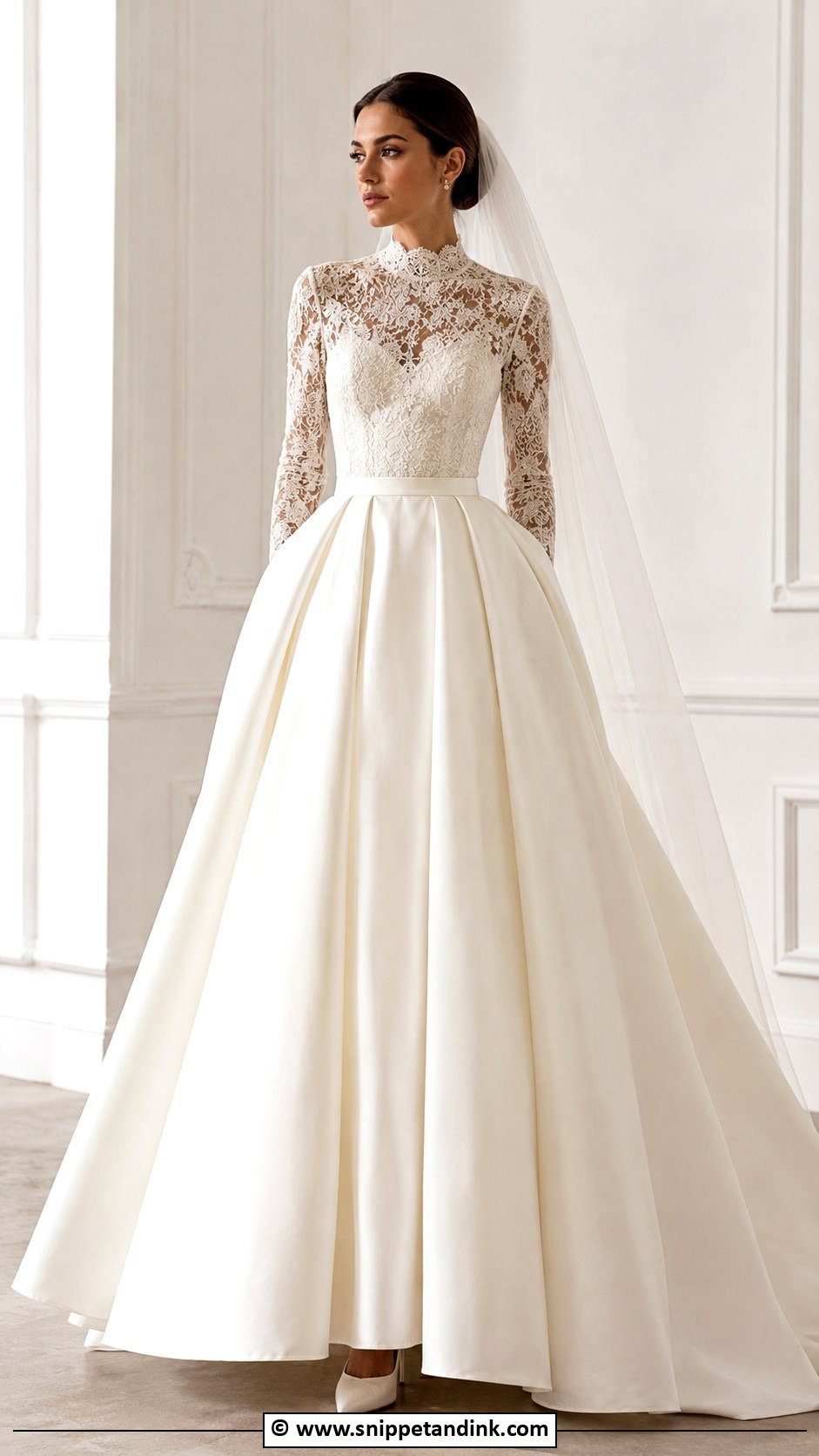 High Neck Lace Ballgown Wedding Dress - Snippet and Ink - 25 Lace Ballgown Wedding Dress Ideas