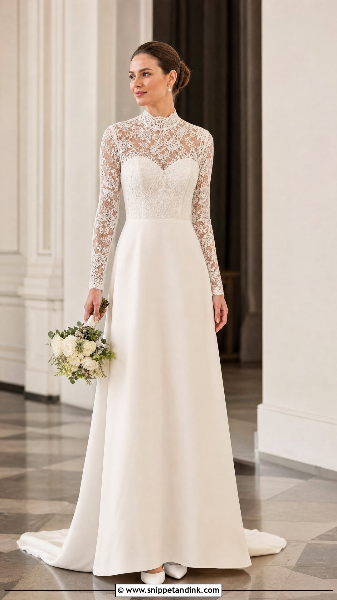 High Neck Lace Bodice Wedding Dress - Snippet and Ink - 20 Lace Bodice Wedding Dress Ideas