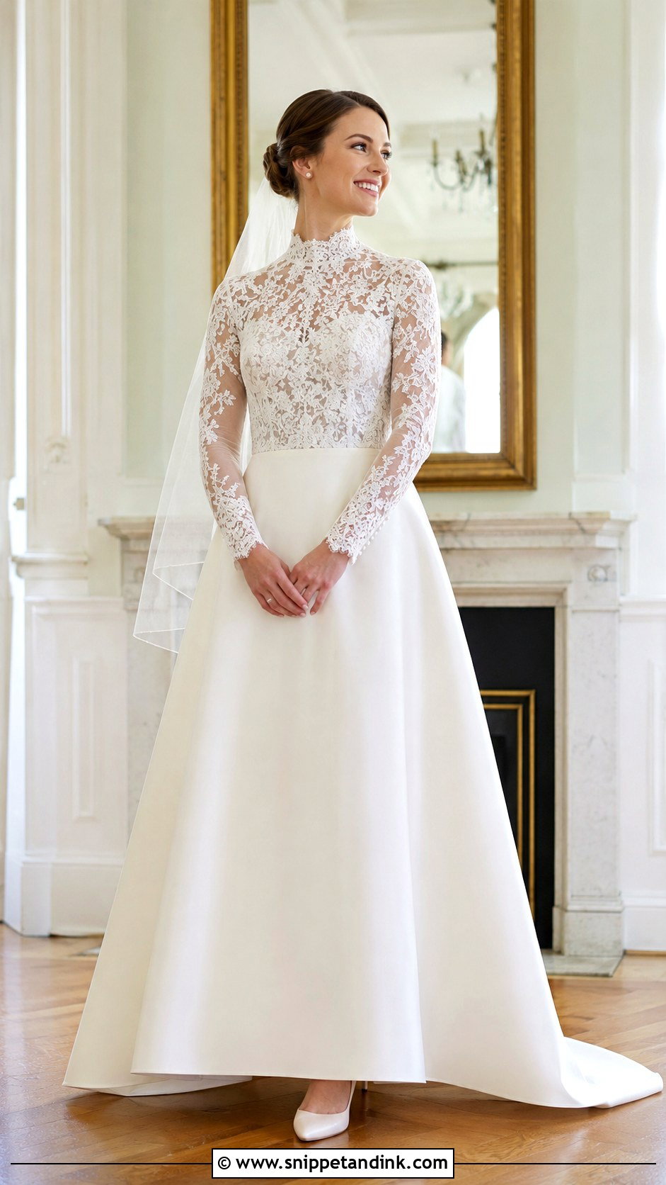 High Neck Lace Bodice Wedding Dress - Snippet and Ink - 20 Bodice Wedding Dress Ideas