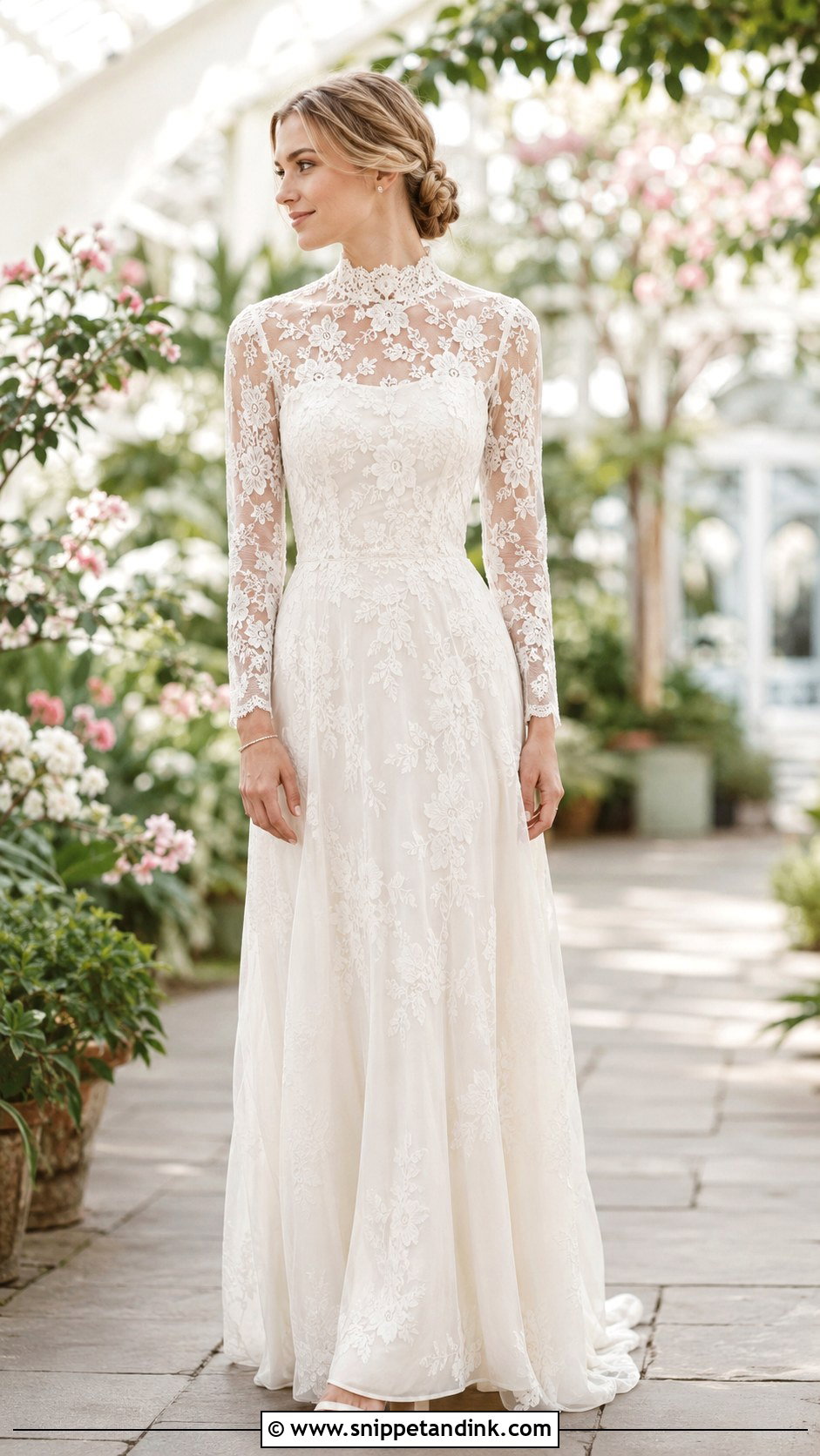 High Neck Lace Boho Bridal Gown - Snippet and Ink - 20 Boho Bridal Gowns