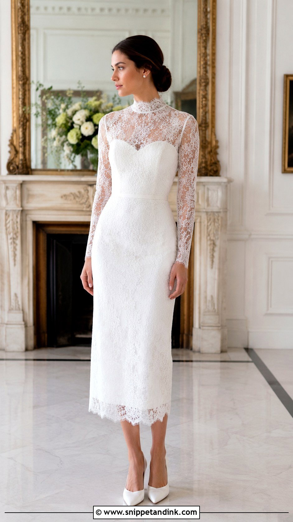 High Neck Lace Bridal Dress - Snippet and Ink - 25 Lace Bridal Dress Ideas
